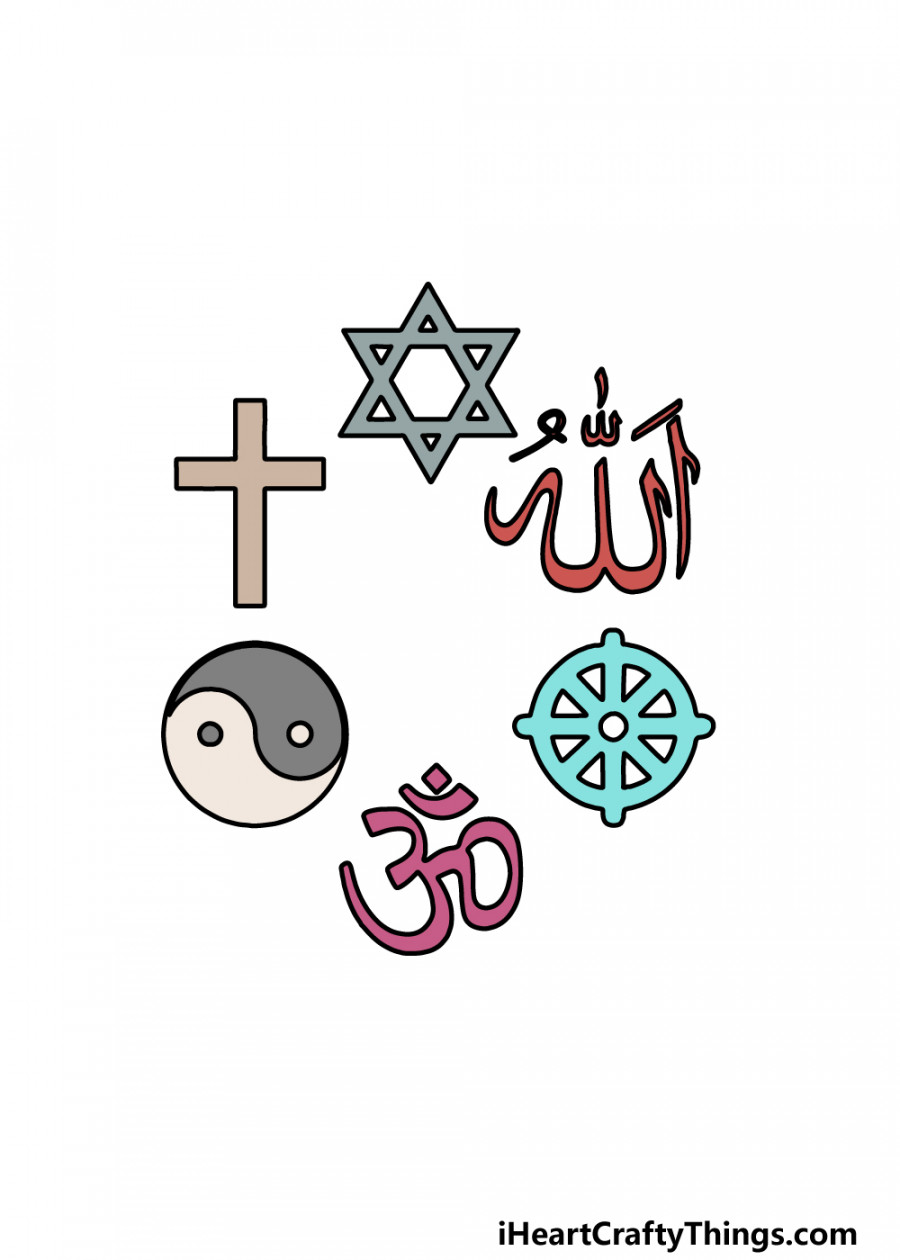 Religious Symbols Drawing - How To Draw Religious Symbols Step By Step