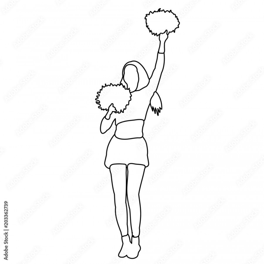 sketch girl cheerleader, sport, icon, isolated, vector Stock