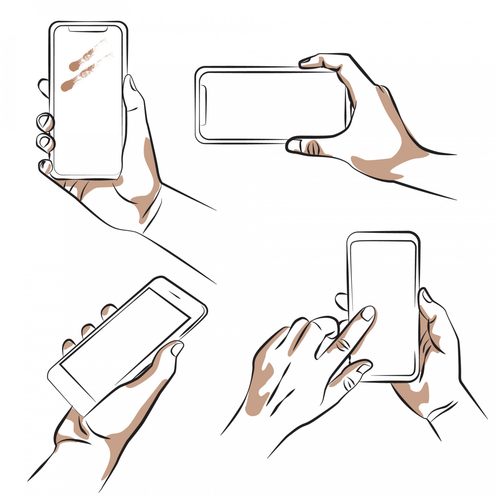 Sketch of hand holding cell phone  Vector Art at Vecteezy