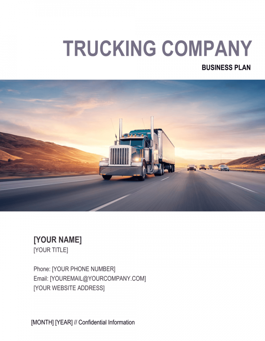 Trucking Company Business Plan Template  Business-in-a-Box™