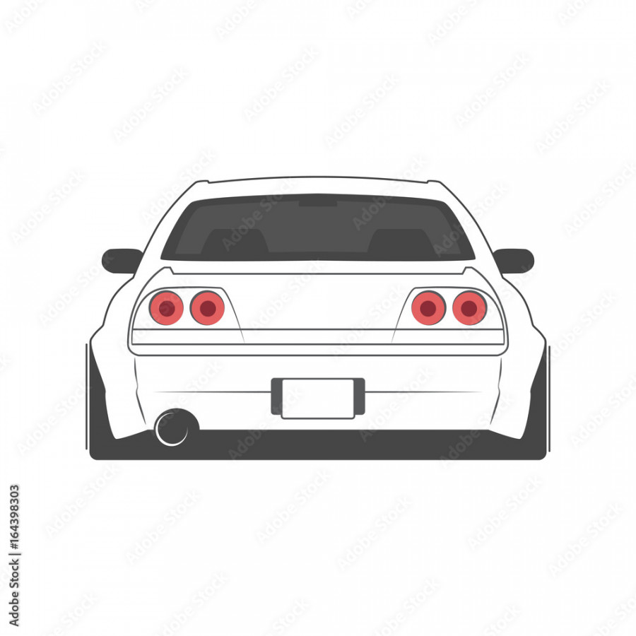 Vector sport japan car. Car sketch. Back view