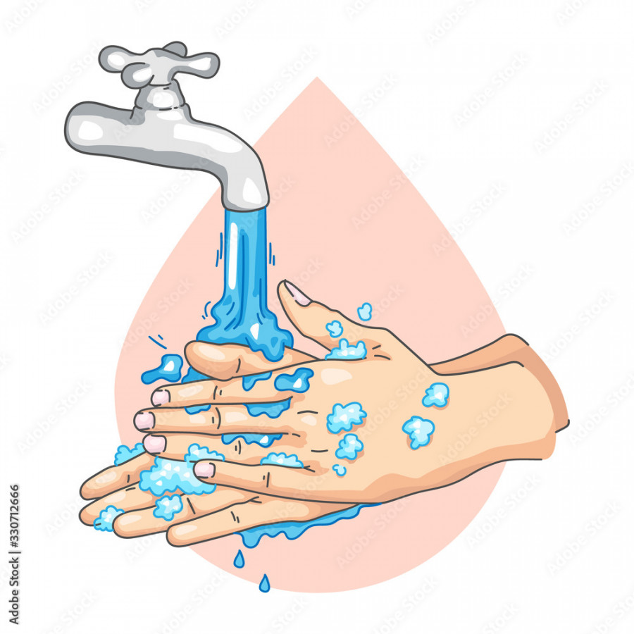 Washing hands recommended, vector illustration drawing sign Stock