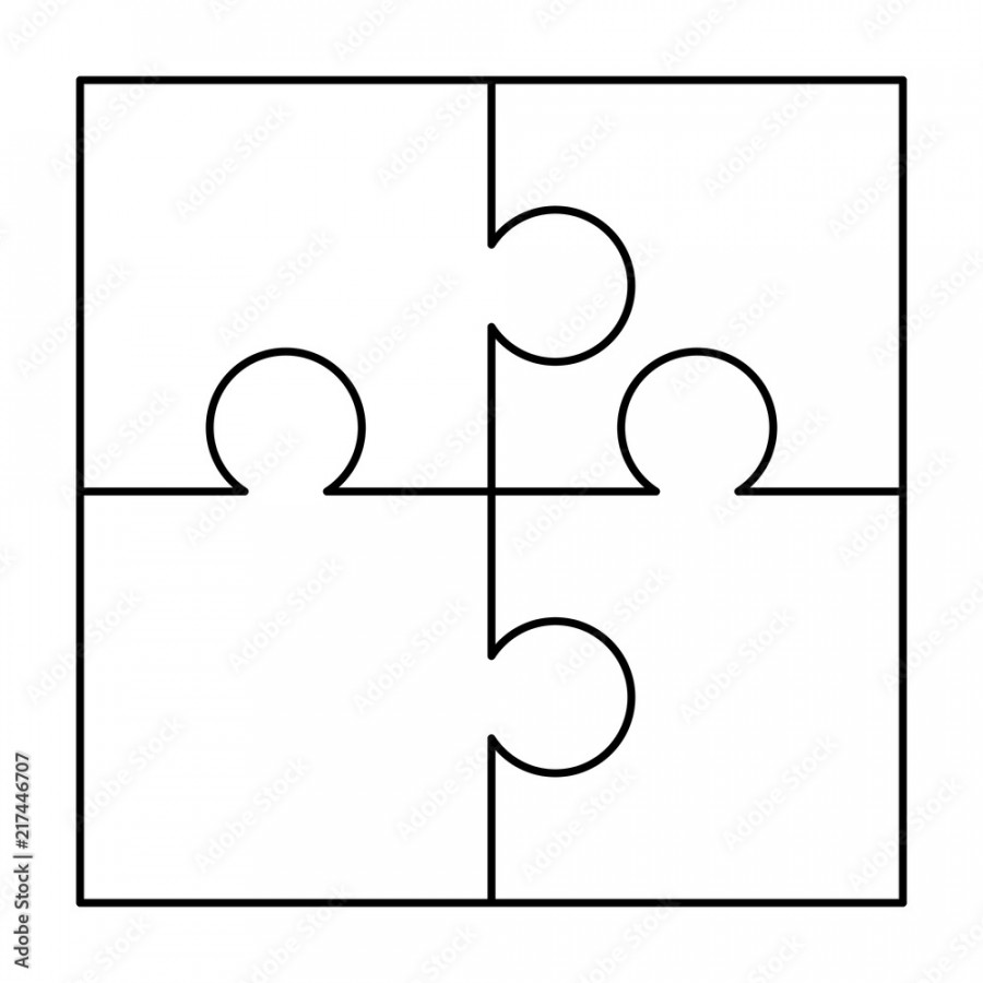 white puzzles pieces arranged in a square