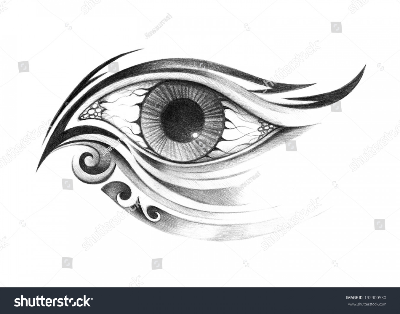 Art Surreal Eye Tattoo Drawing On: Stockillustration