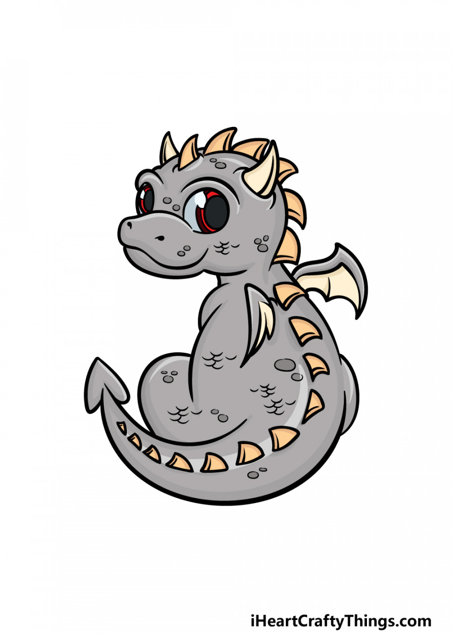 Baby Dragon Drawing - How To Draw A Baby Dragon Step By Step