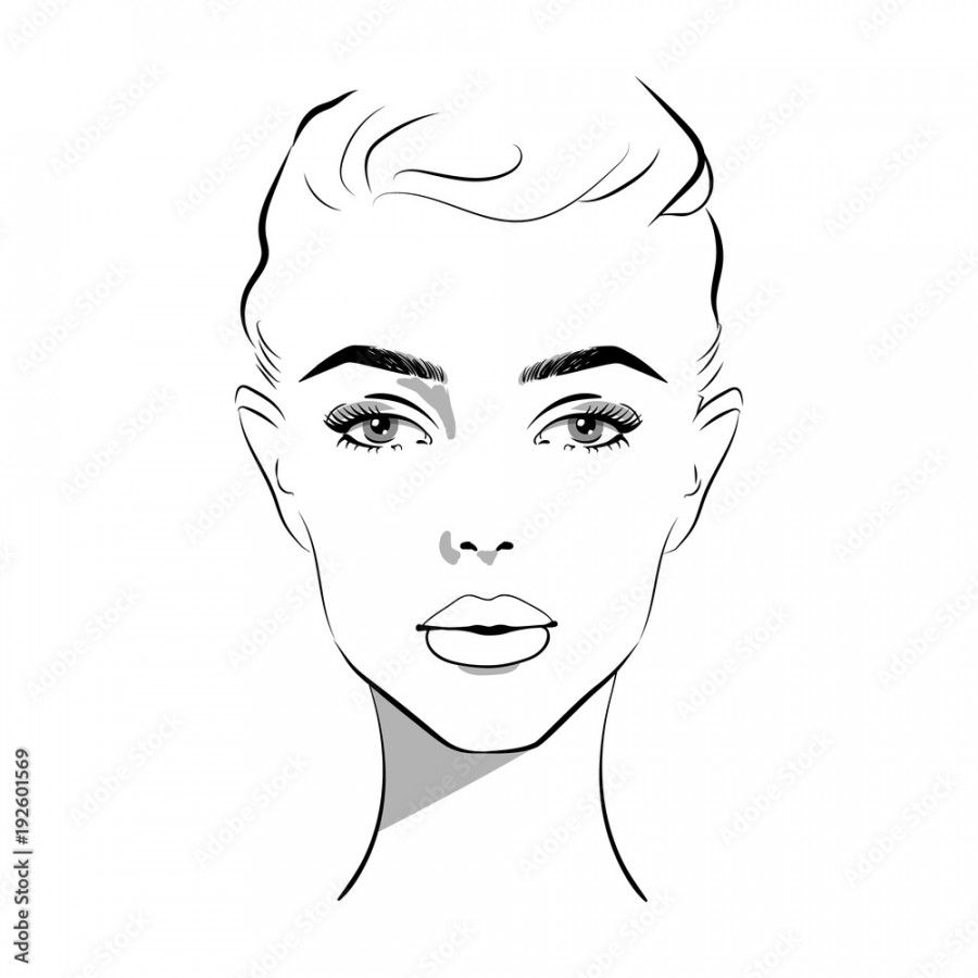 Beautiful woman face hand drawn vector illustration