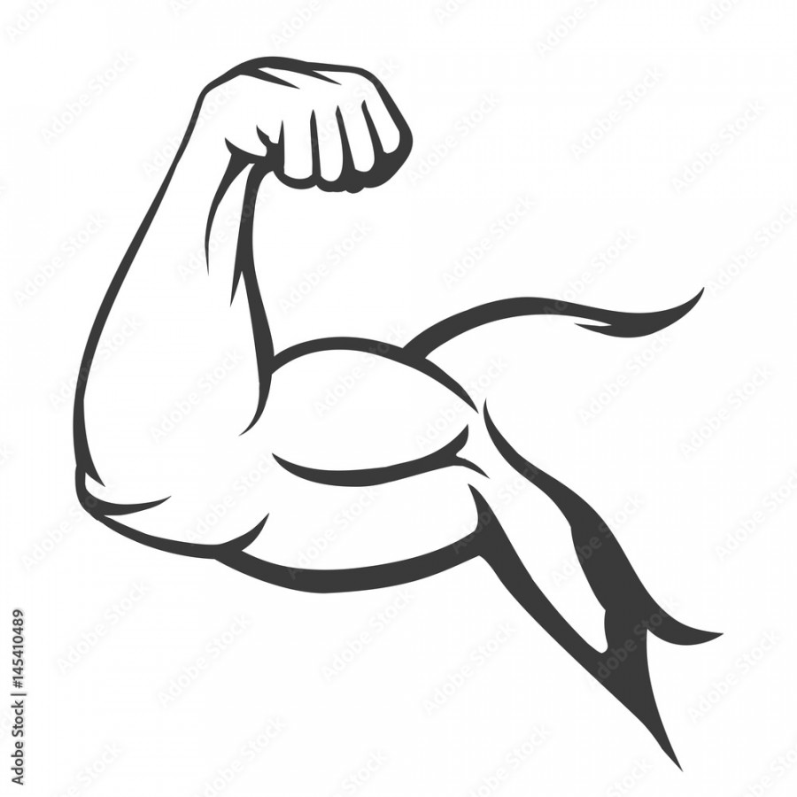 Bodybuilder muscle flex arm vector illustration