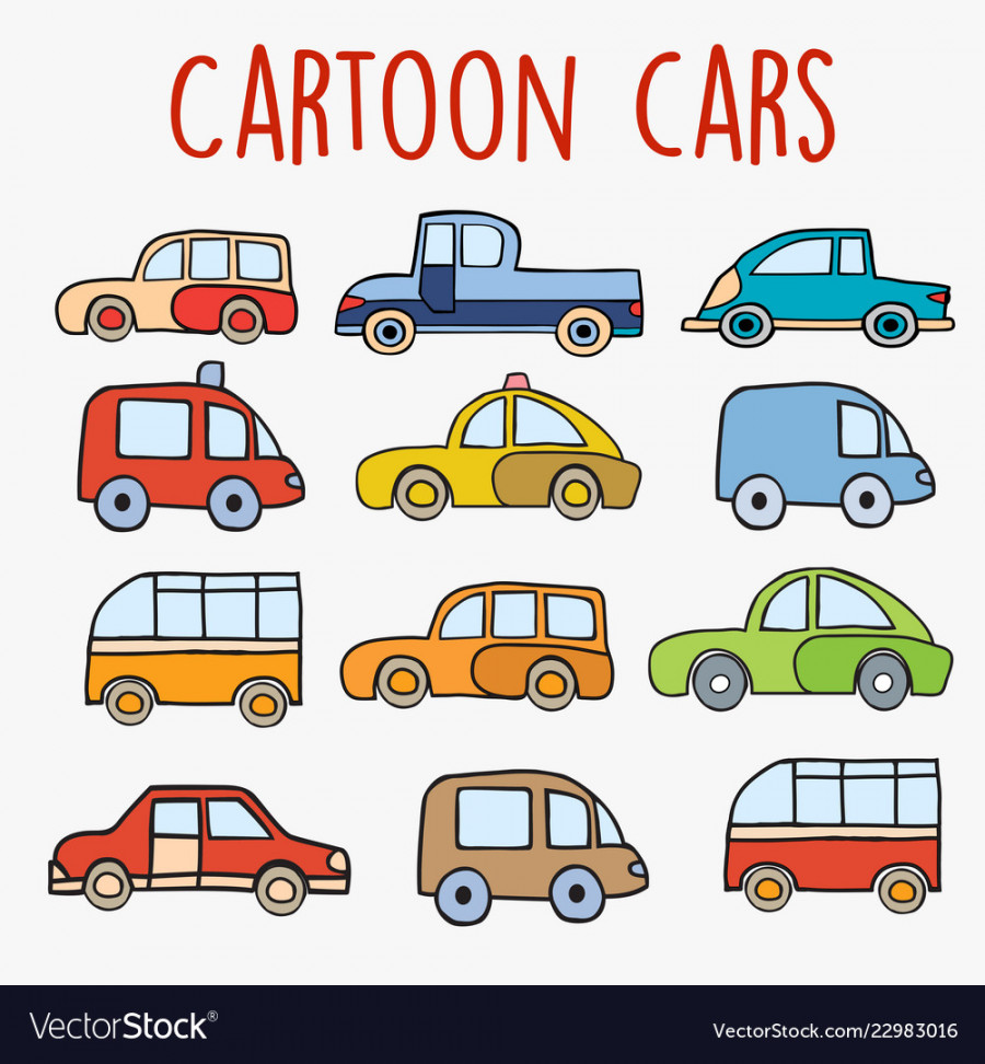 Cartoon cars sketch Royalty Free Vector Image - VectorStock