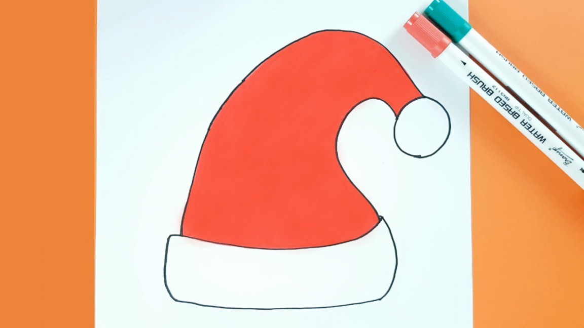 Christmas Drawing: How to Draw Santa Hat Easy Step by Step