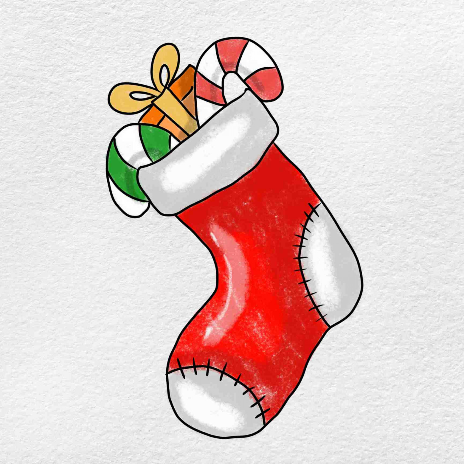 Christmas Stocking Drawing - HelloArtsy