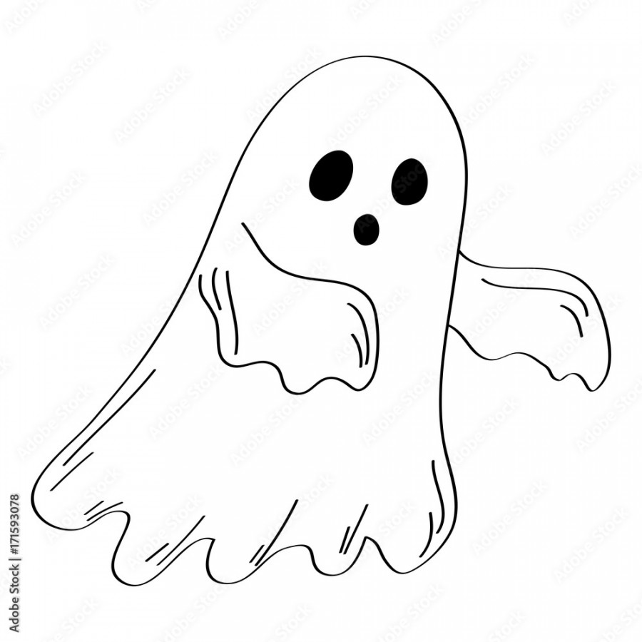 Cute cartoon sheet ghost drawing Stock-Vektorgrafik  Adobe Stock