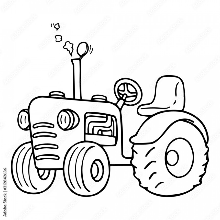 Cute tractor cartoon illustration isolated on white background for