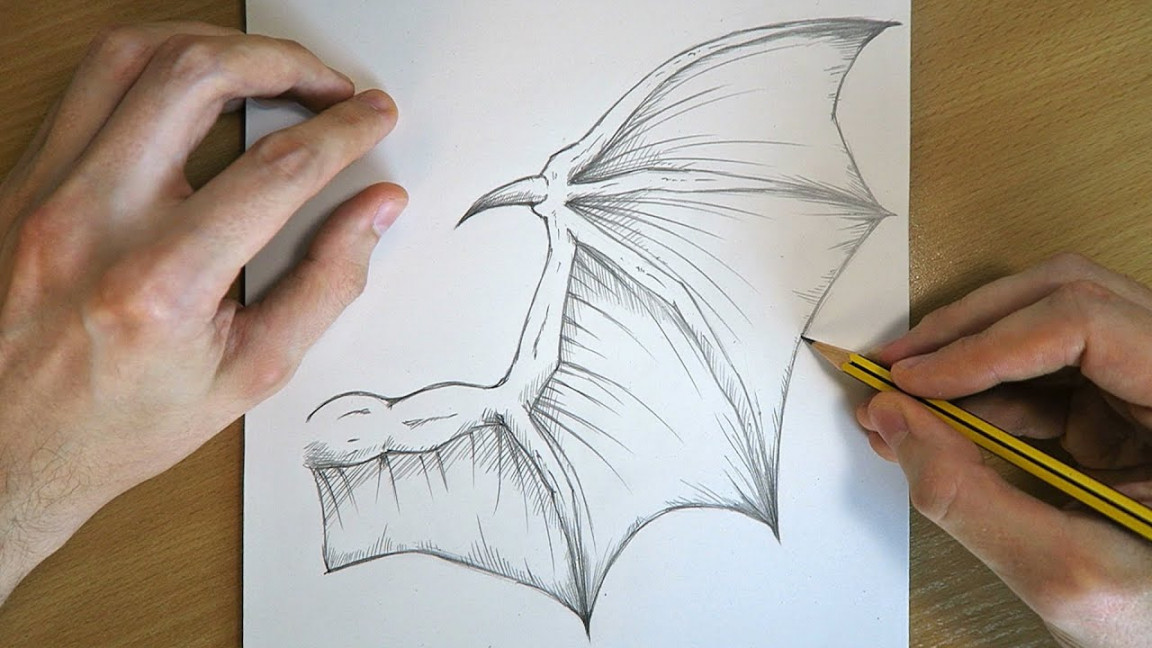 Drawing a Realistic Dragon Wing  Quick Easy Sketch Tutorial  Fantasy Art  🐉🔥☁️