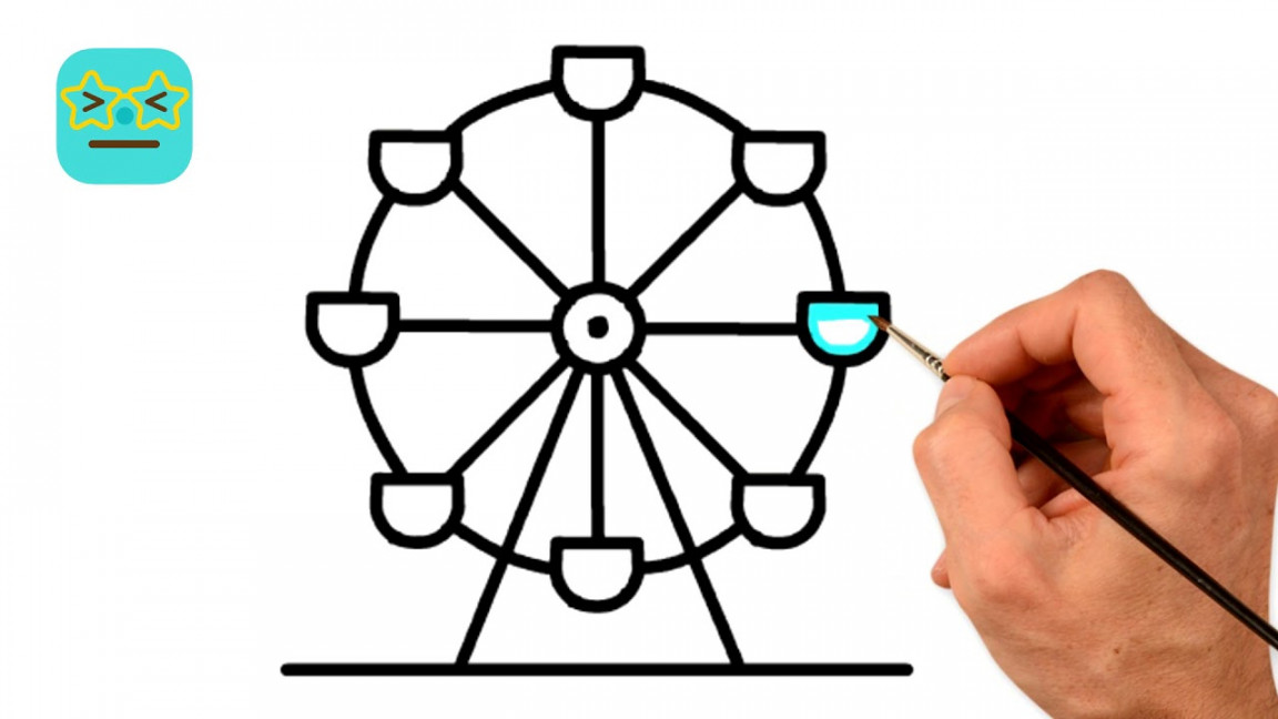 Drawing Ferris Wheel  How to Draw a Ferries Wheel for Baby  Colouring  and Drawing Pages Easy step