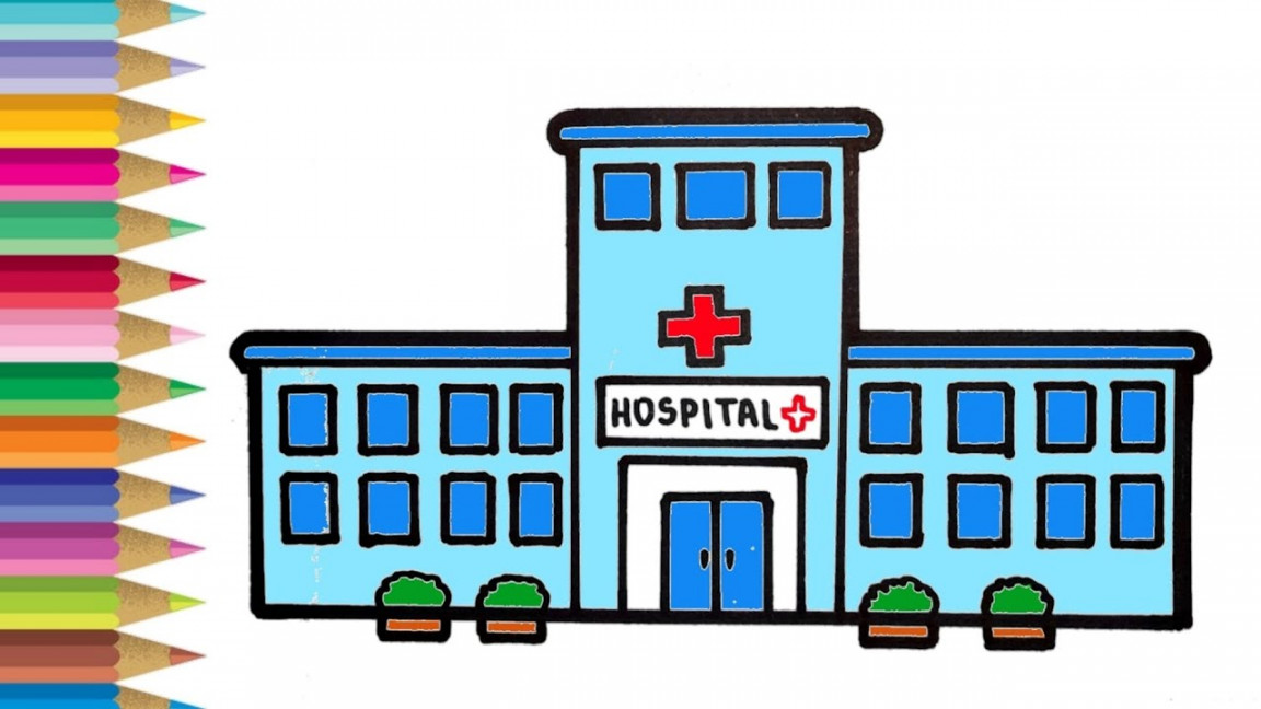 🏥Easy Drawing Hospital  Hospital Drawing Easy  How To Draw A Hospital  Easy