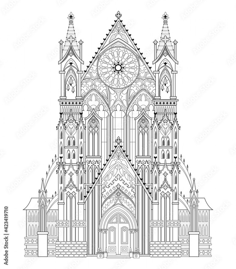 Fantasy drawing of Gothic castle