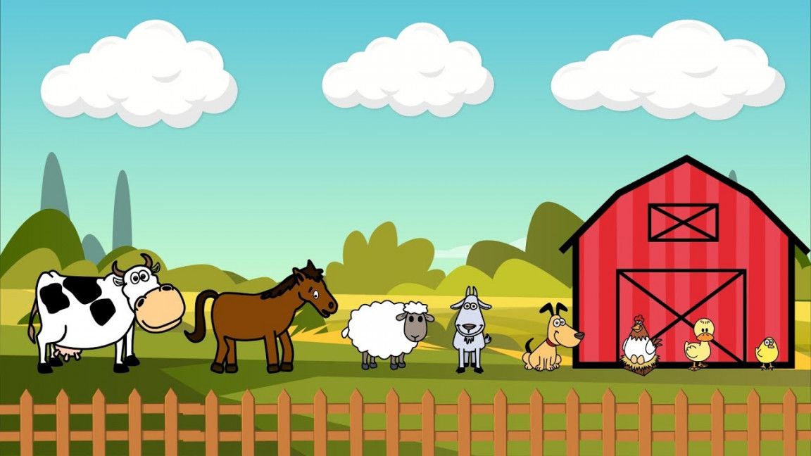 Farm Animals Drawing for kids Cow,horse,goat,dog,duck,chick,chicken,house  malen