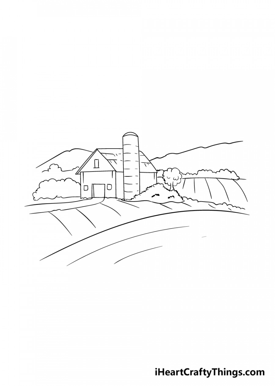 Farm Drawing - How To Draw A Farm Step By Step