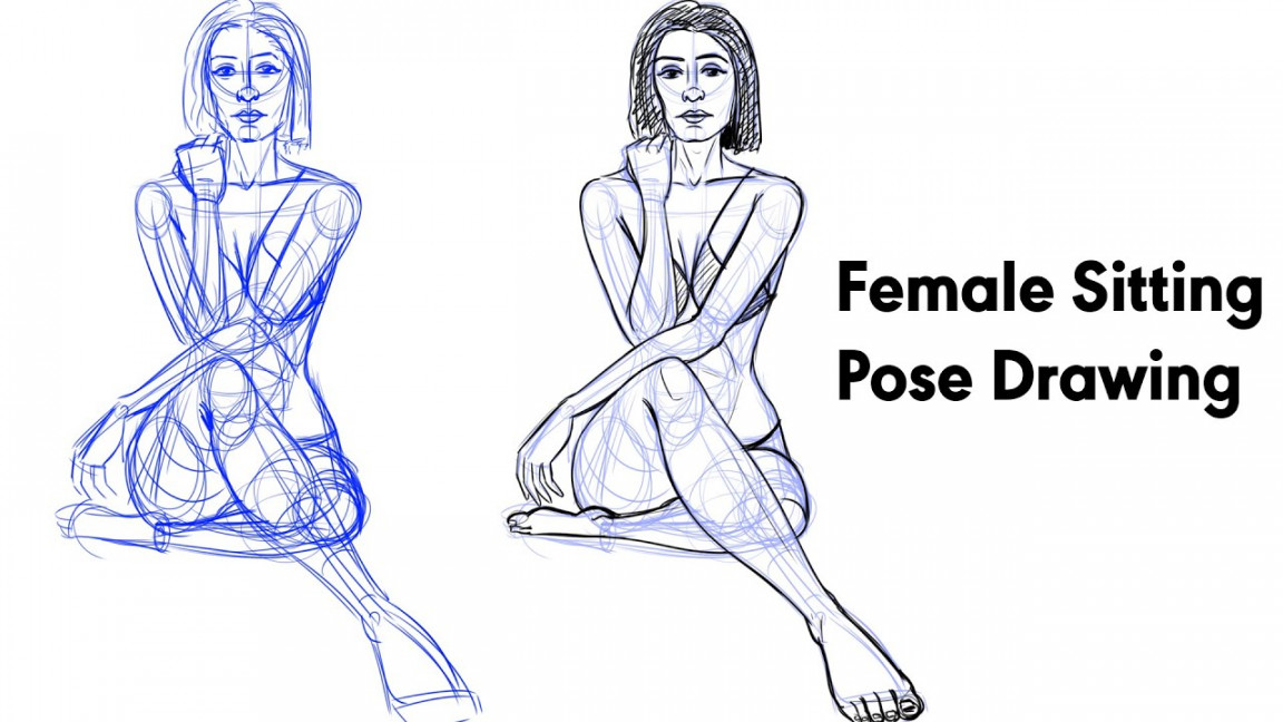 Figure Drawing Practice-Anatomy pose drawing- Female sitting pose