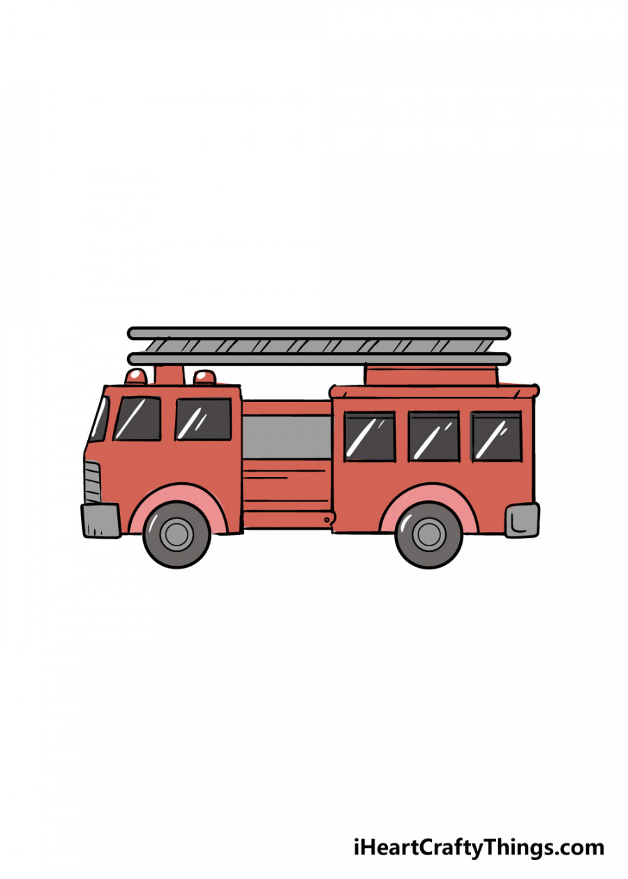 Fire Truck Drawing - How To Draw A Fire Truck Step By Step