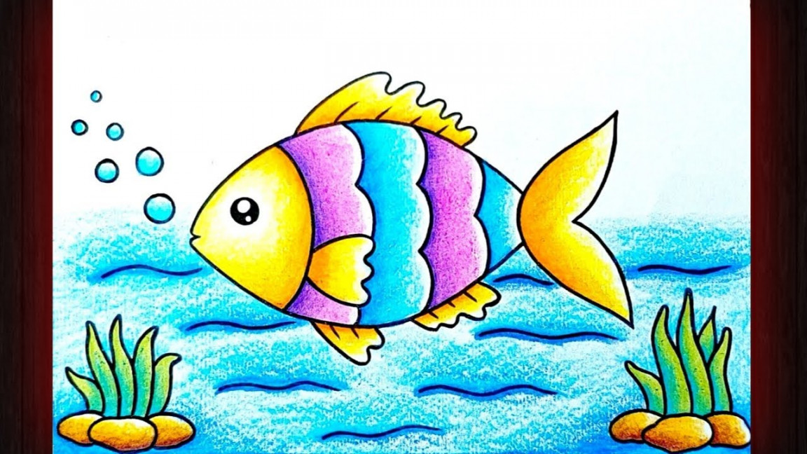 Fish Drawing  How to Draw Fish Scenery  Under Water Fish Scenery  Drawing  Fish Drawing Colour.