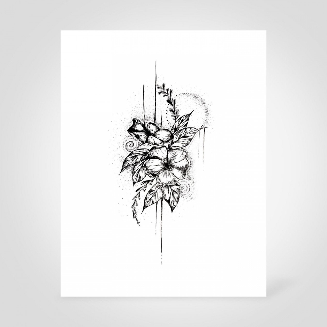 Flower Tattoo Ink Drawing For Sale — Hoot Design Studio