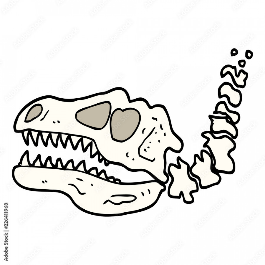 hand drawn doodle style cartoon dinosaur bones Stock-Vektorgrafik