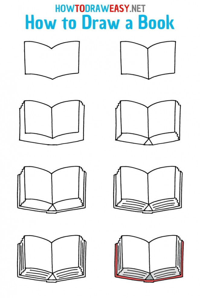 How to Draw a Book Step by Step  Drawing books for kids, Doodle