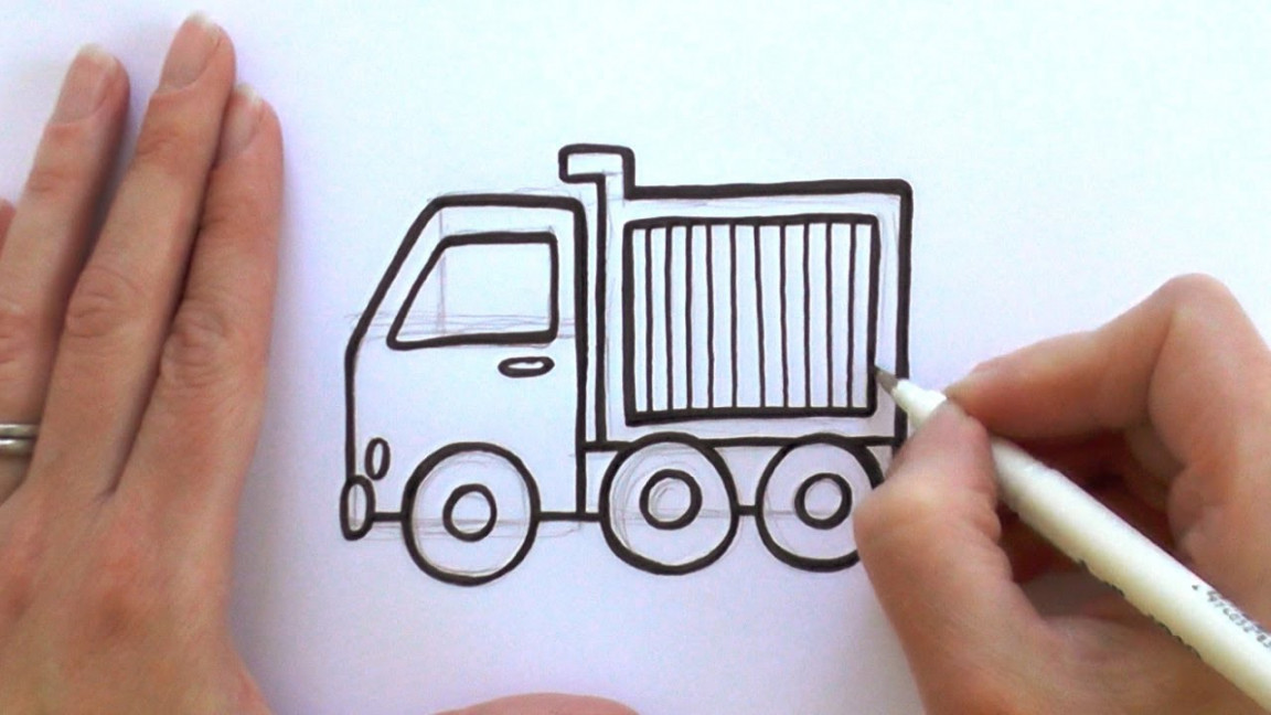 How to Draw a Cartoon Dump Truck