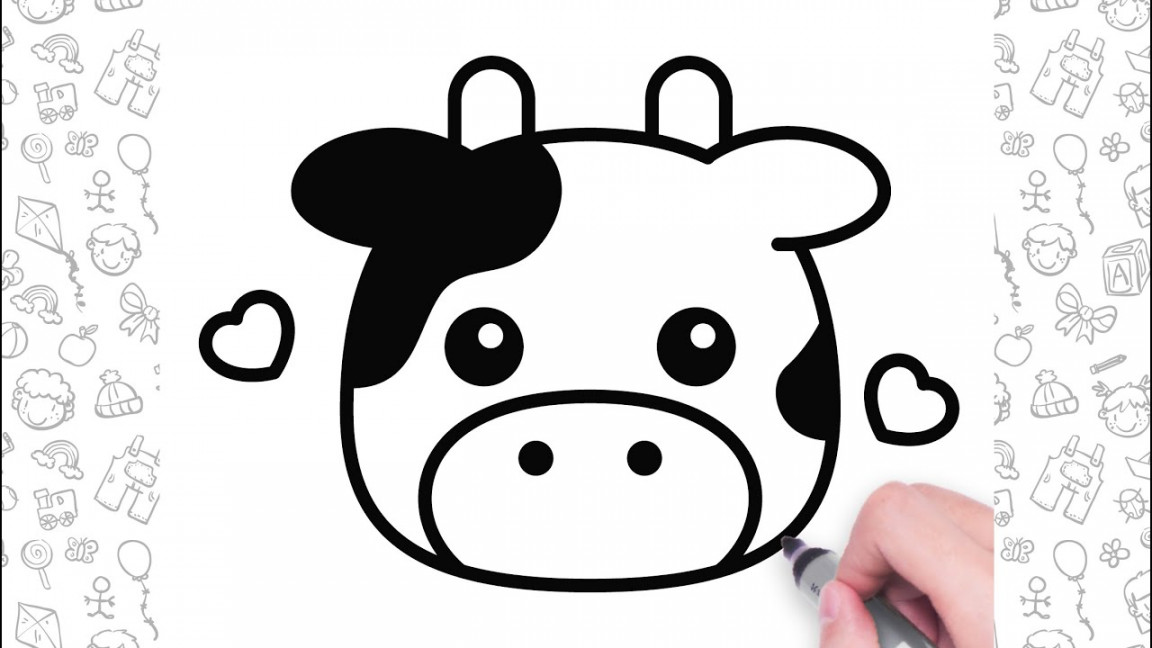 How to Draw a Cow Face Super Easy  Simple Drawing For Kids  Oson sigir  chizish