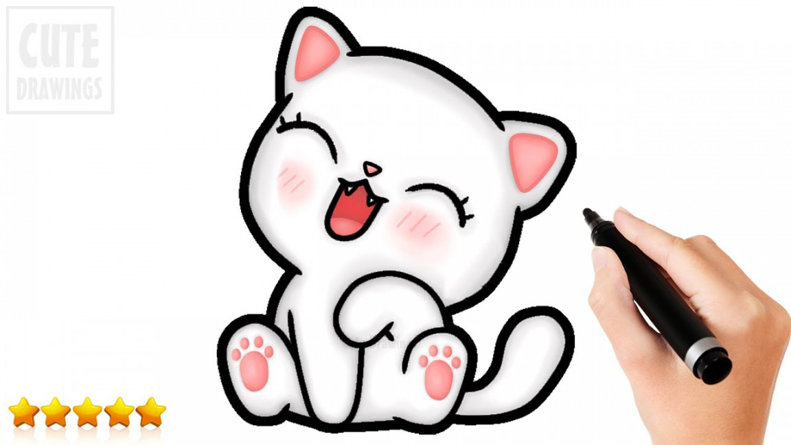 How to Draw a Cute Baby Kitten  Happy Drawings 😹