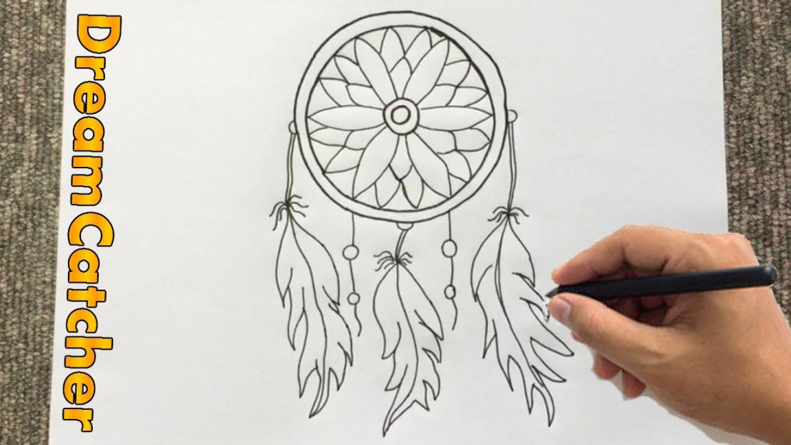 How to Draw a Dream Catcher Drawing  Easy Outline  Dreamcatcher Sketch  Step by Step