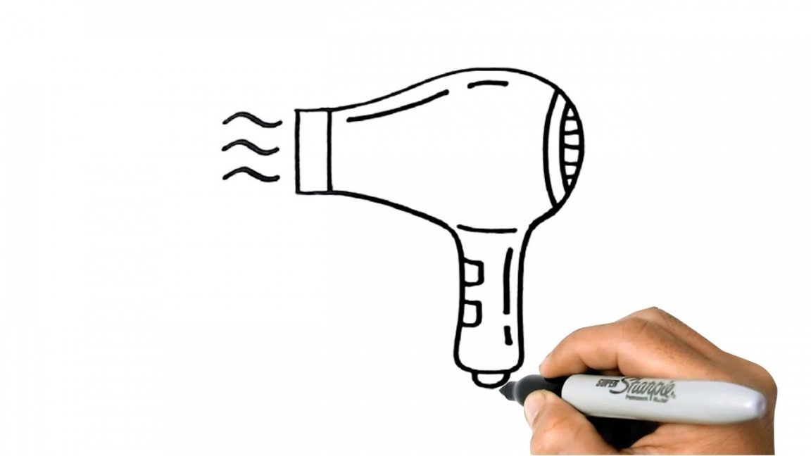 How to DRAW a HAIR DRYER Easy Step by Step