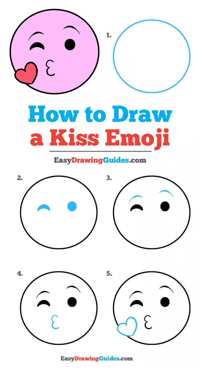 How to Draw a Kiss Emoji - Really Easy Drawing Tutorial  Drawing