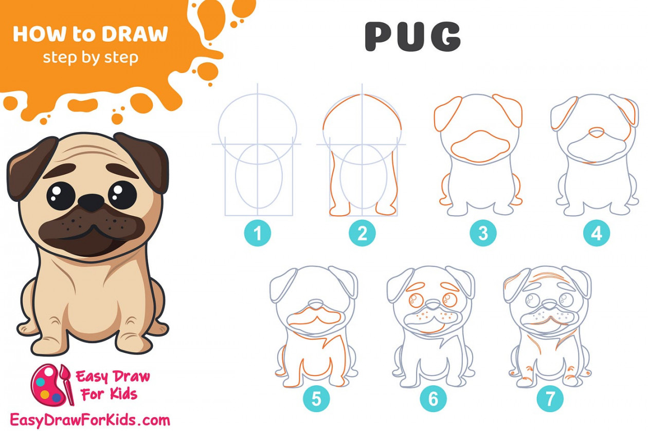 How to Draw a Pug Dog Step-by-Step  by Easy Draw For Kids  Medium