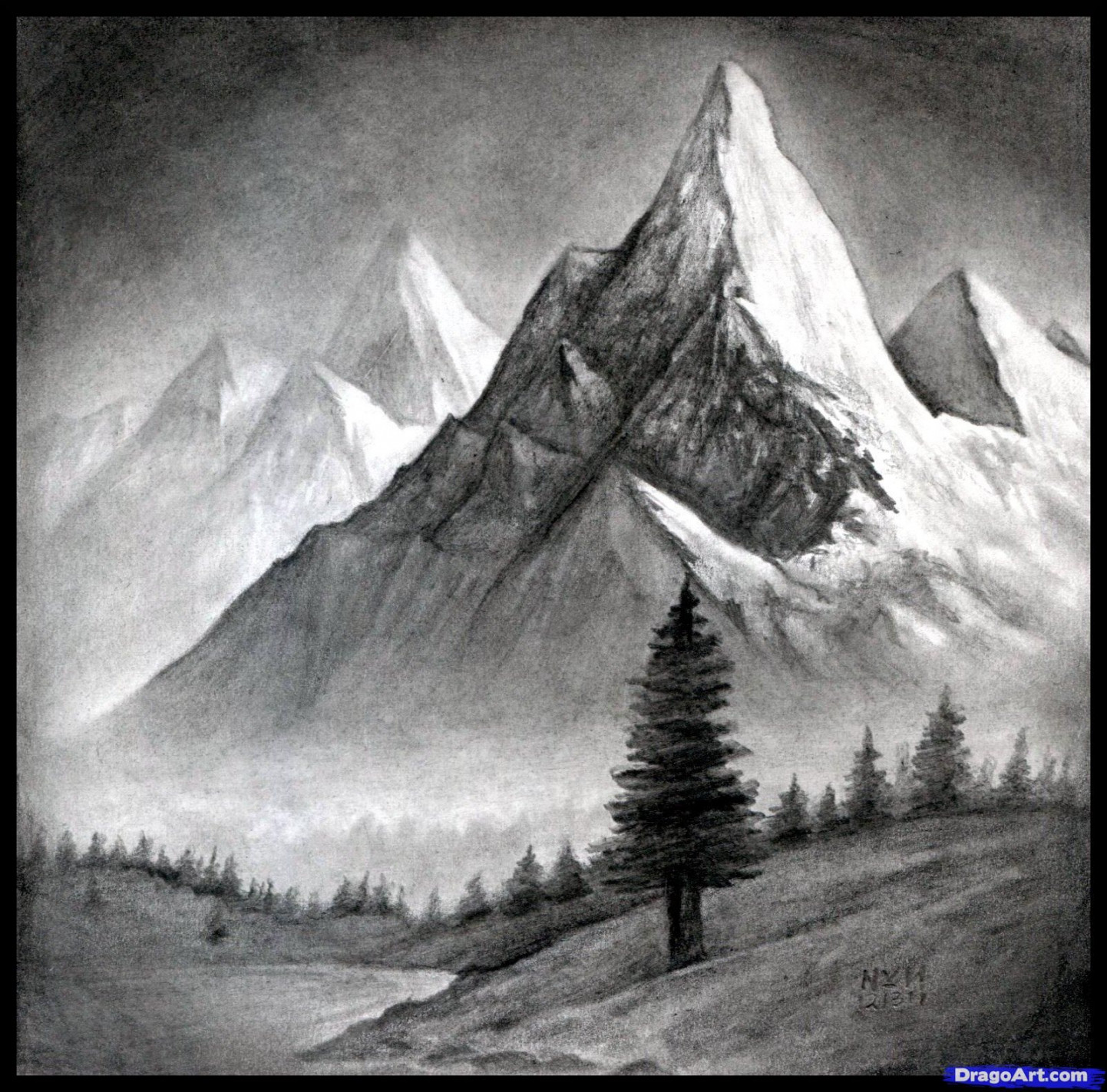 How to Draw a Realistic Landscape, Draw Realistic Mountains