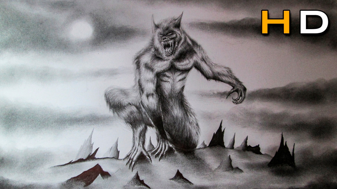 How to Draw a Realistic Werewolf with Pencil Step by Step - Drawing Wolfman