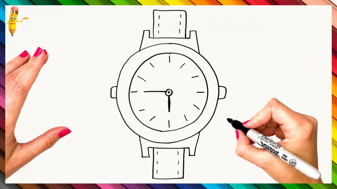 How To Draw A Wristwatch Step By Step ⌚ Wristwatch Drawing Easy