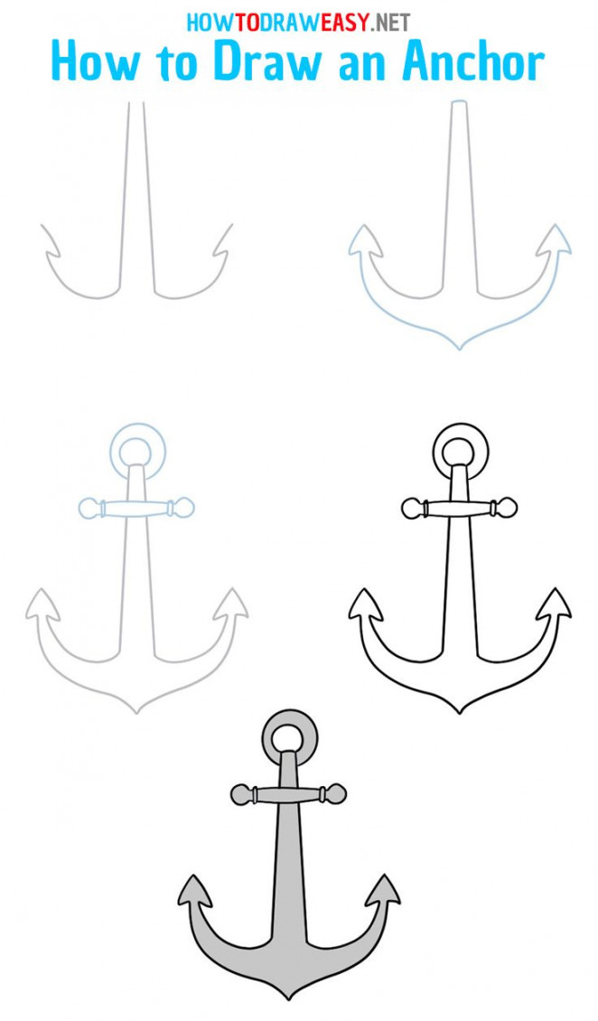 How to Draw an Anchor Step by Step  Anchor drawings, Easy