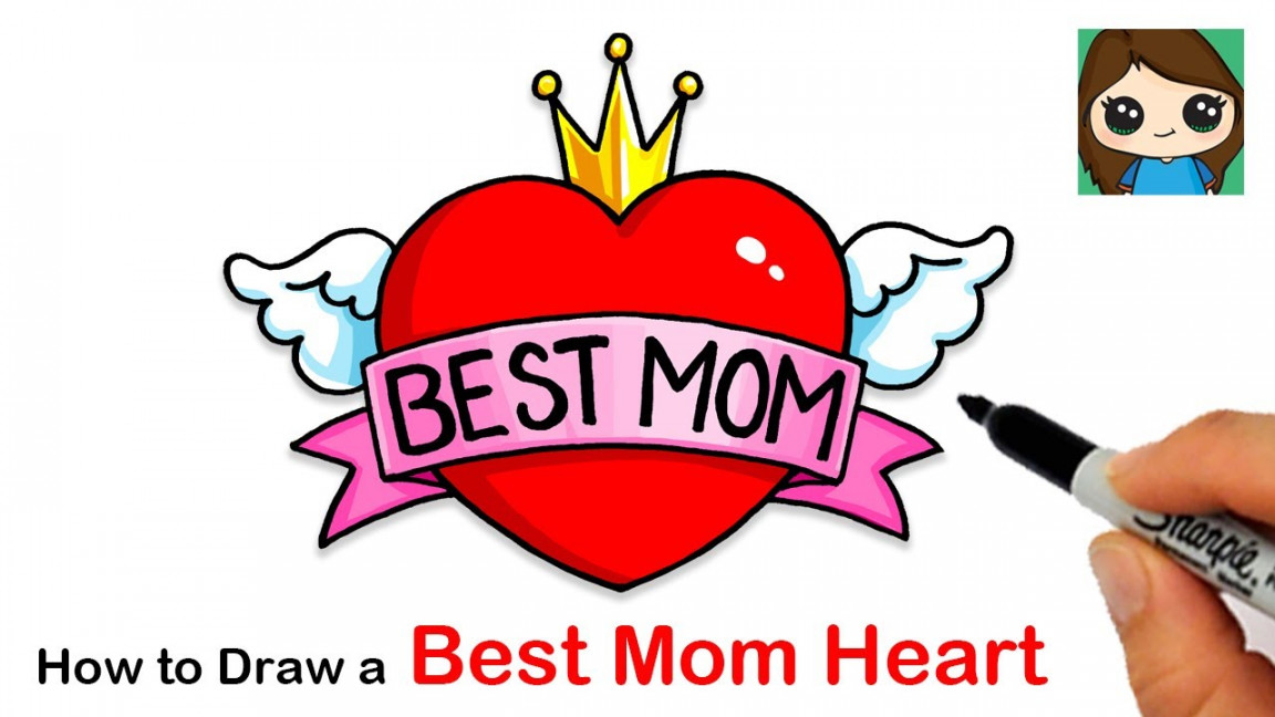 How to Draw BEST MOM Heart with Wings ❤️ Mother