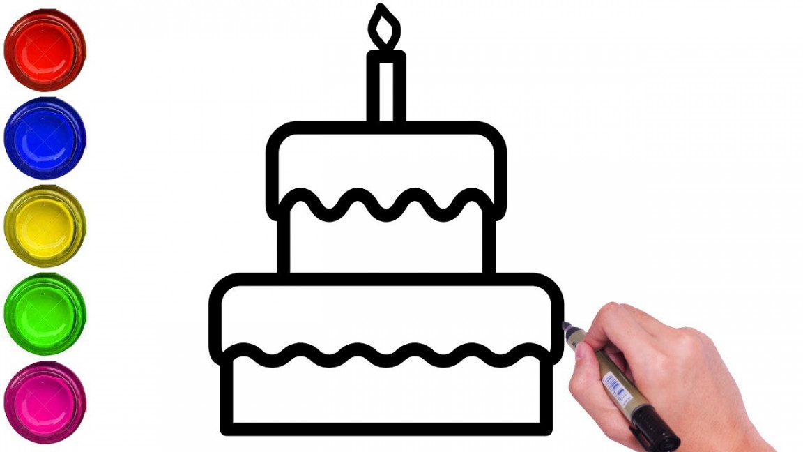 HOW TO DRAW BIRTHDAY CAKE FOR KIDS  HOW TO DRAW CAKE STEP BY STEP  EASY  BIRTHDAY CAKE DRAWING