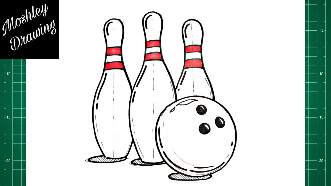 How to Draw Bowling Ball and Pins