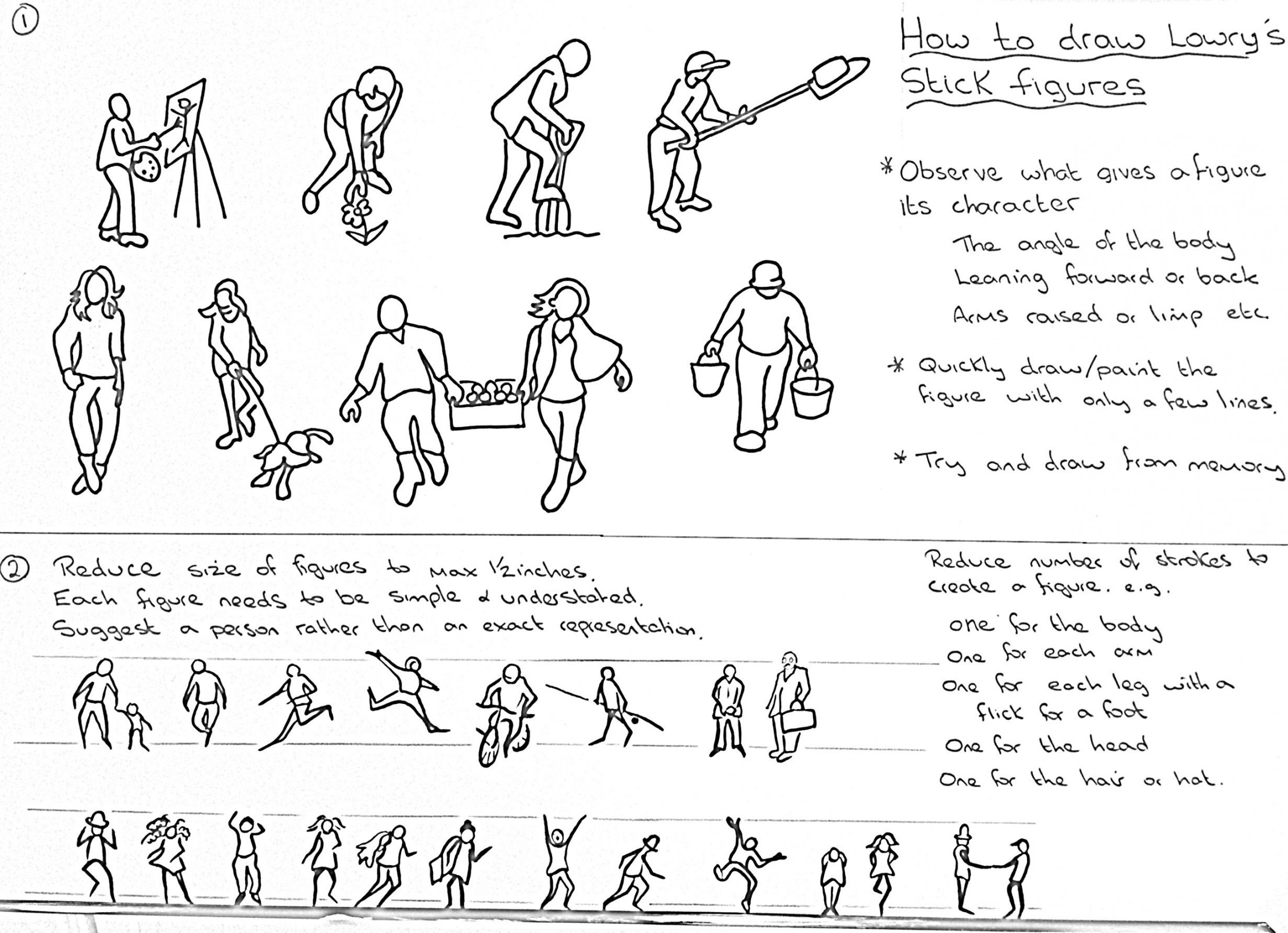 How to draw Lowry stick figures  Drawing examples, Stick figures