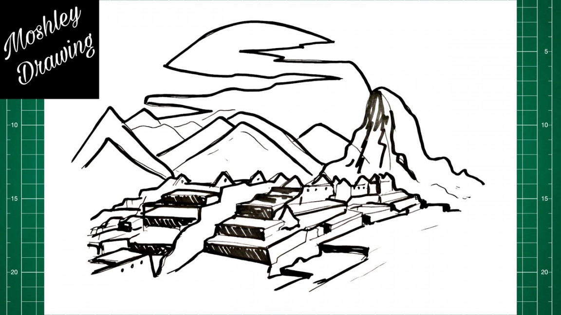 How to Draw Machu Picchu Step by Step