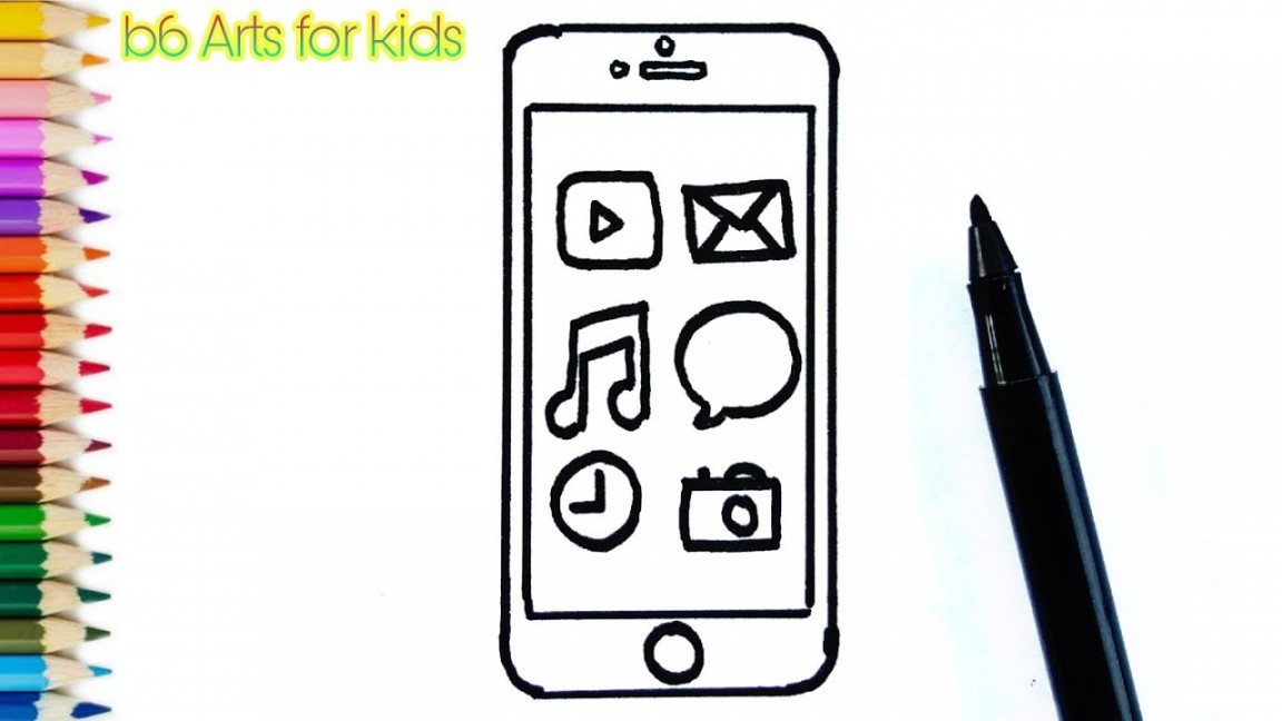 How to draw MOBILE PHONE easy  how to draw a phone