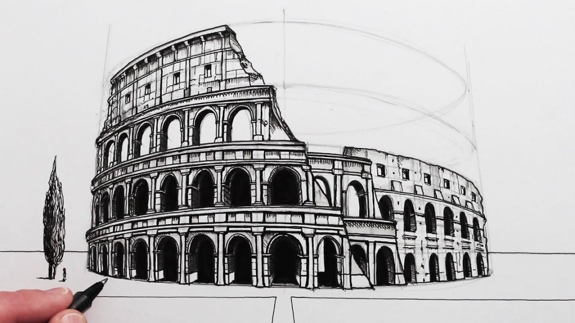 How to Draw The Colosseum in Perspective