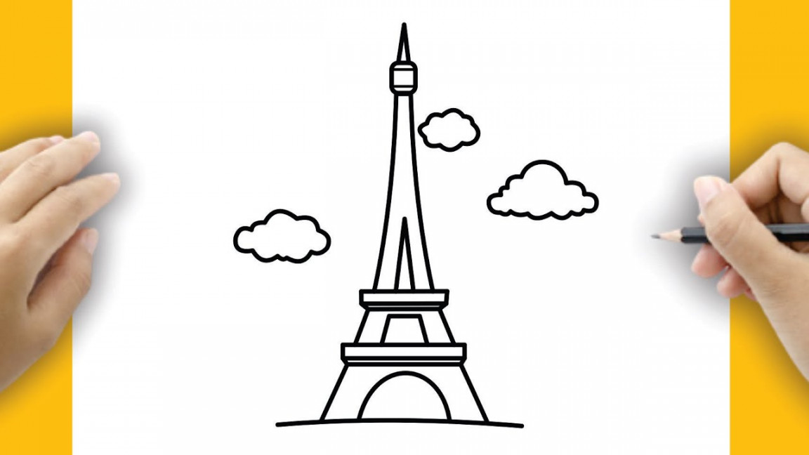 How to draw the eiffel tower paris and cloude easy