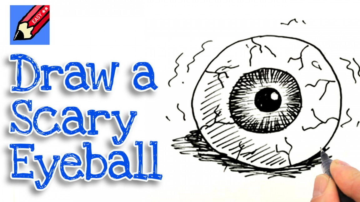 Learn how to draw a scary eyeball real easy  Step by Step with Easy -  Spoken Instructions