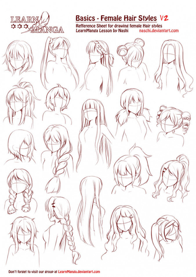 Learn Manga Basics Female Hair styles V by Naschi on DeviantArt