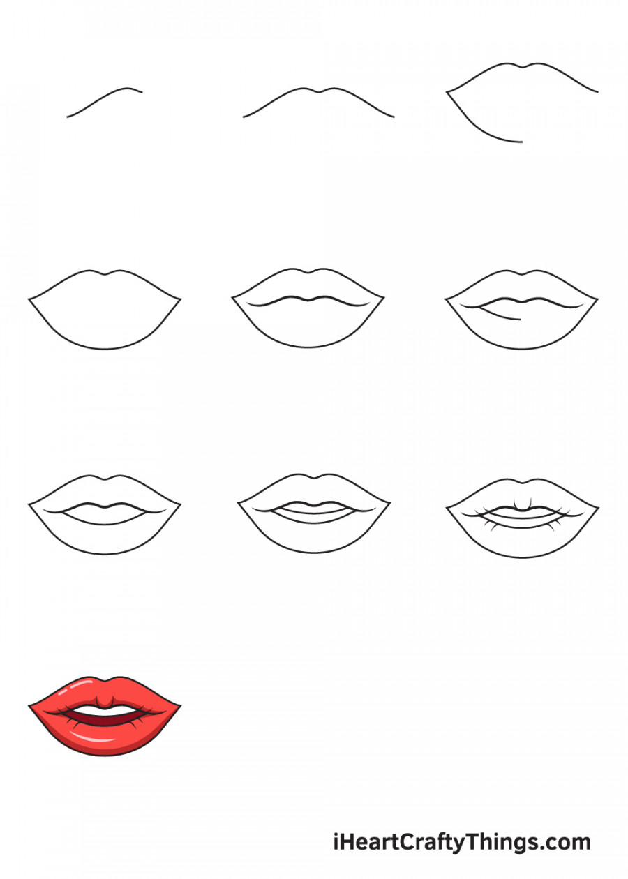 Lips Drawing - How To Draw Lips Step By Step